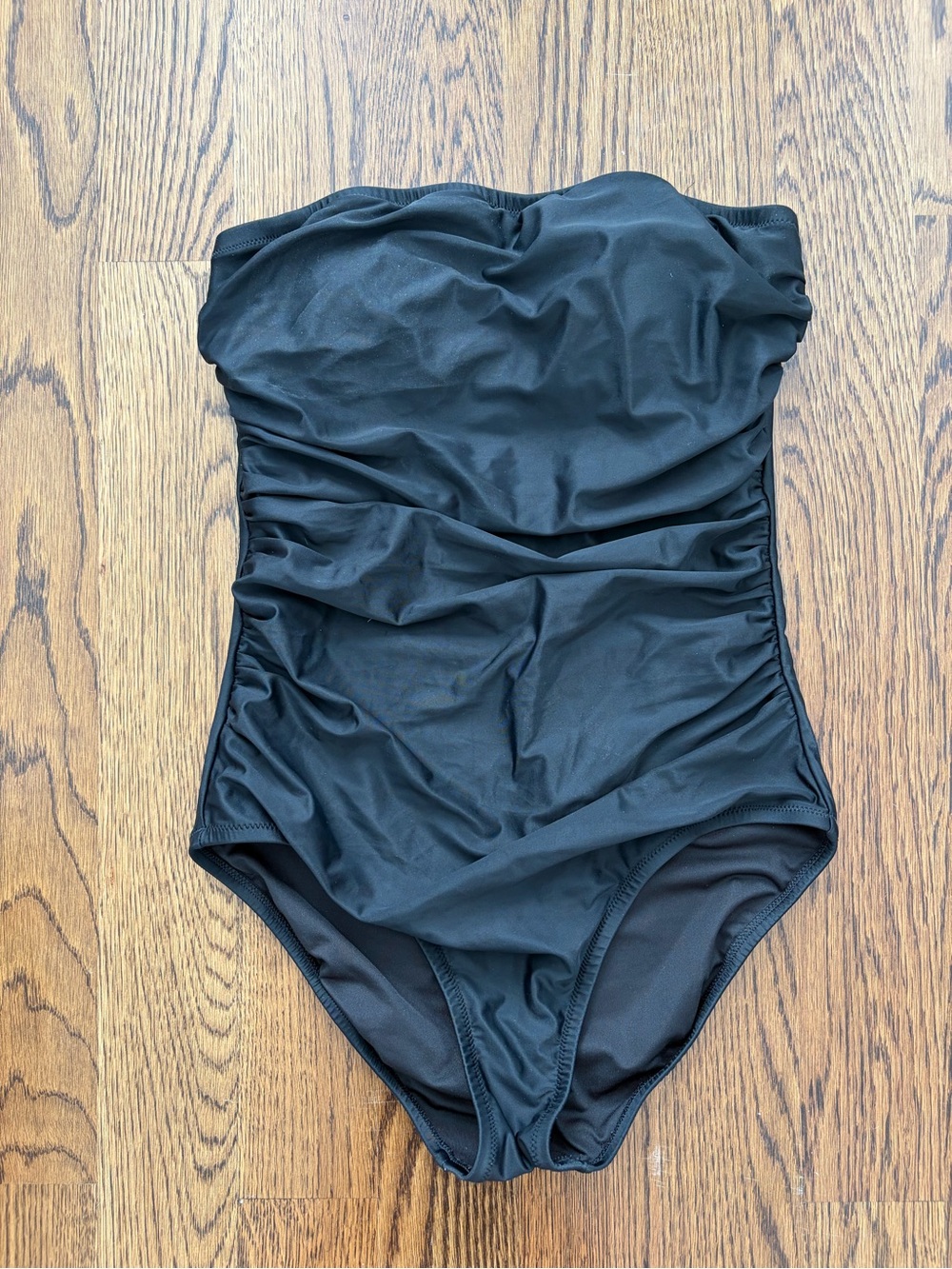 J. Crew Black Strapless Ruched One-Piece Swimsuit